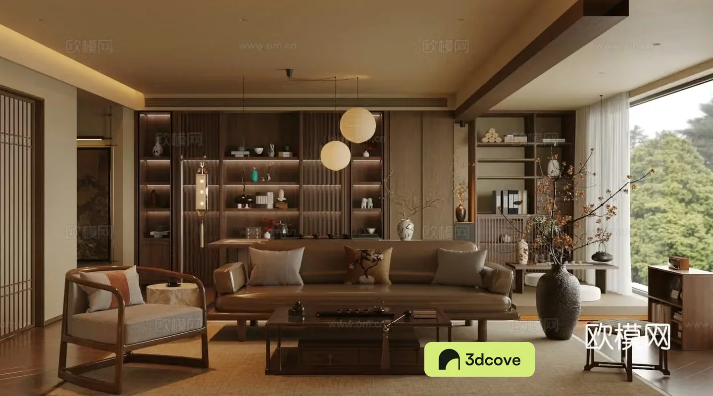 Chinese Song style living room New Chinese Zen living room Sofa coffee table combination Song style aesthetic living room
