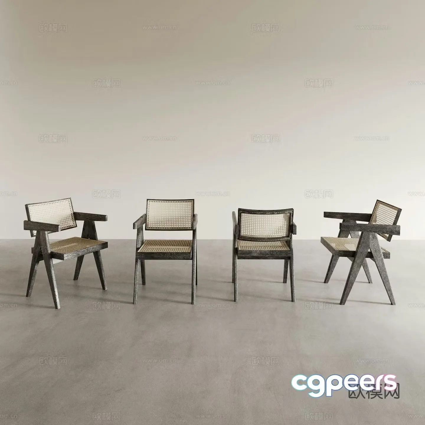 Wabi-sabi chair rattan leisure chair 3d model