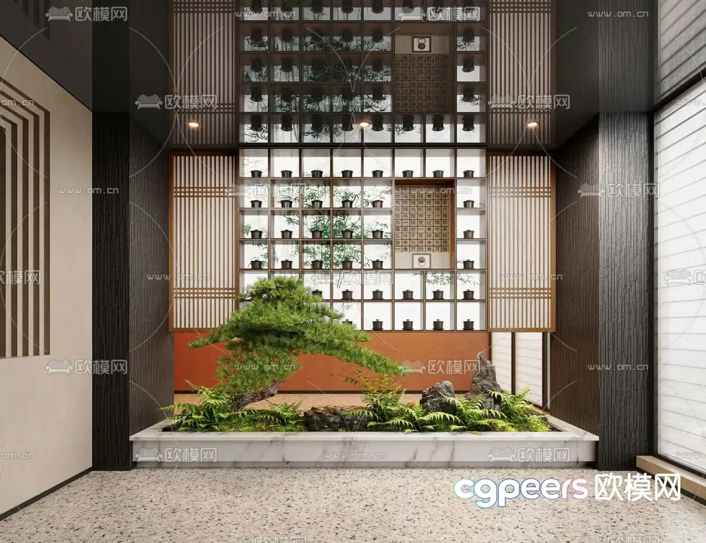 Indoor landscape plant landscaping tea rack 3d model