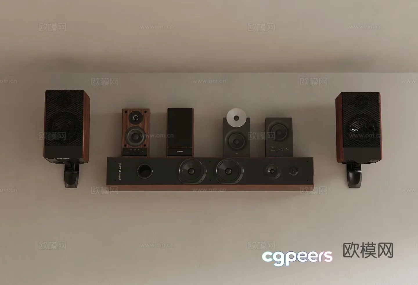 Audio modern audio wall-mounted audio floor-standing speaker 3D model