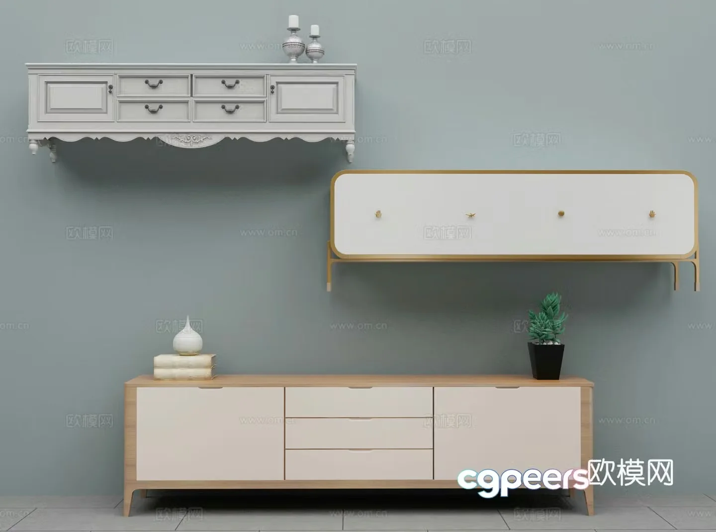 New Chinese TV cabinet combination 3D model