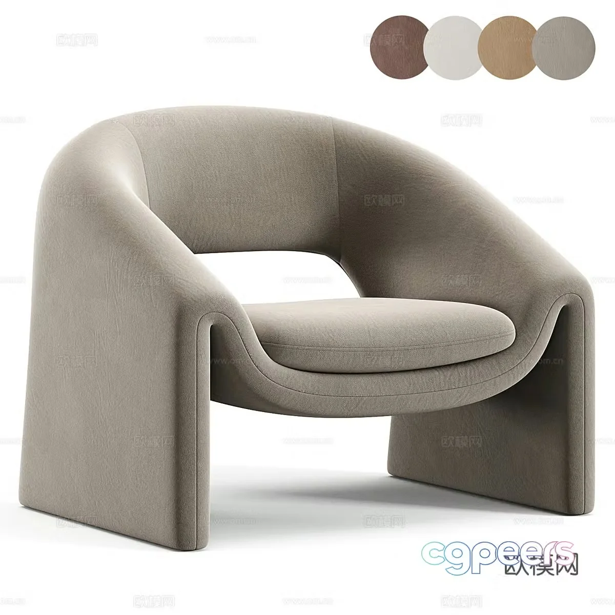 Modern Italian cream style fabric armchair 3d model