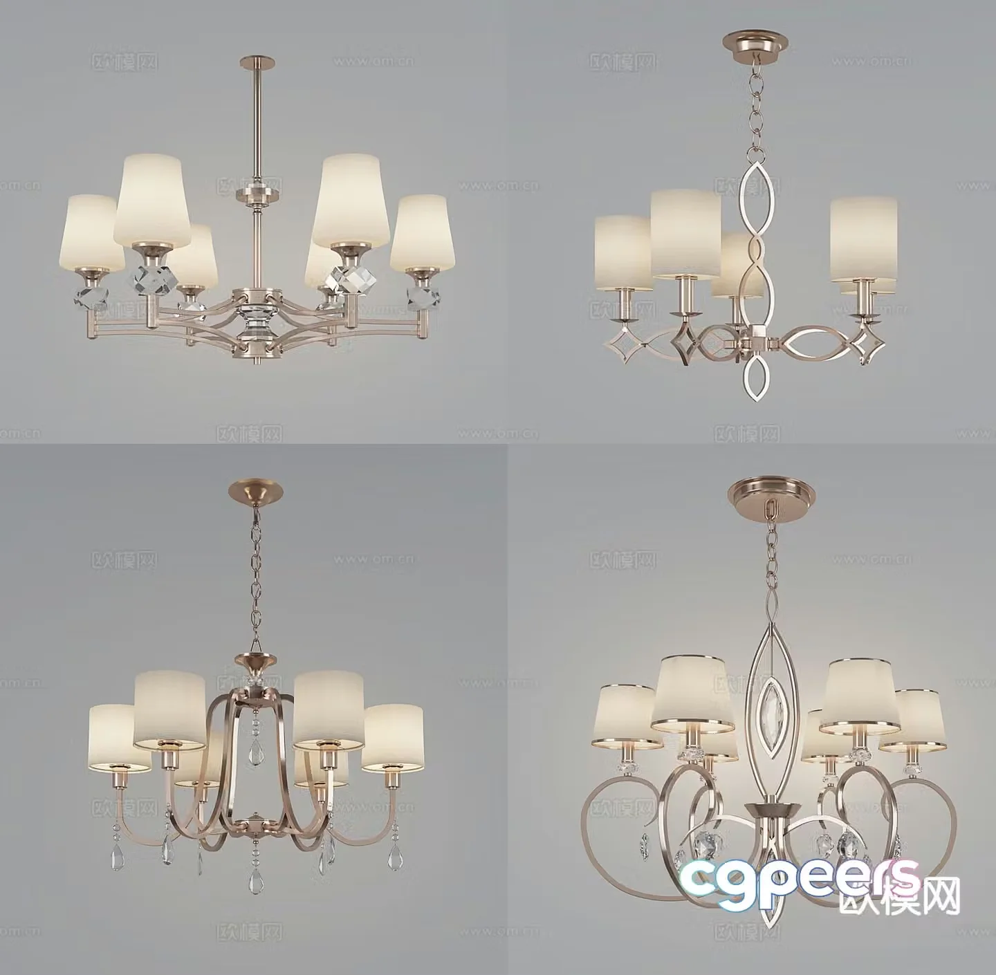European style chandelier multi-head chandelier 3d model