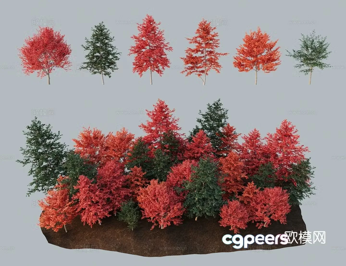 Modern tree landscape tree Blue fruit tree Sasa wood purple tree 3d model