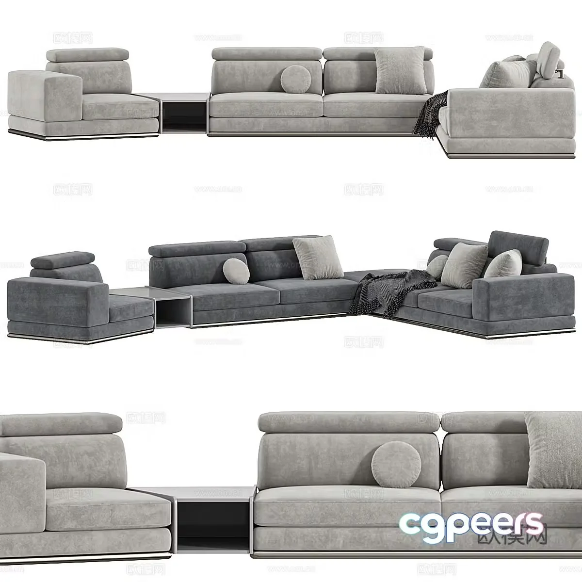 Modern Lazzoni Series Corner Sofa 3D Model