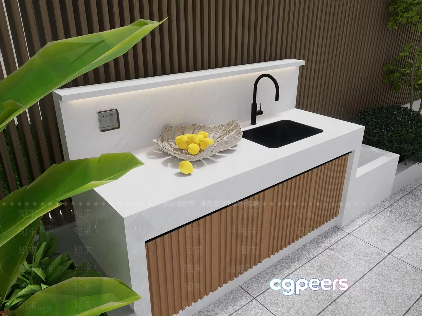 Modern Outdoor Kitchen 3D Model – 23113 – VRAY Render