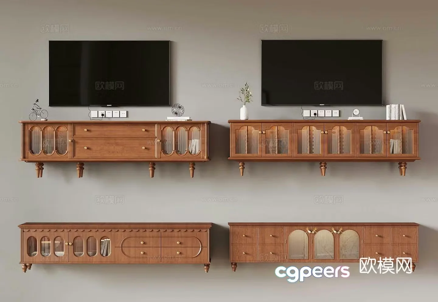 French medieval style TV cabinet 3D model