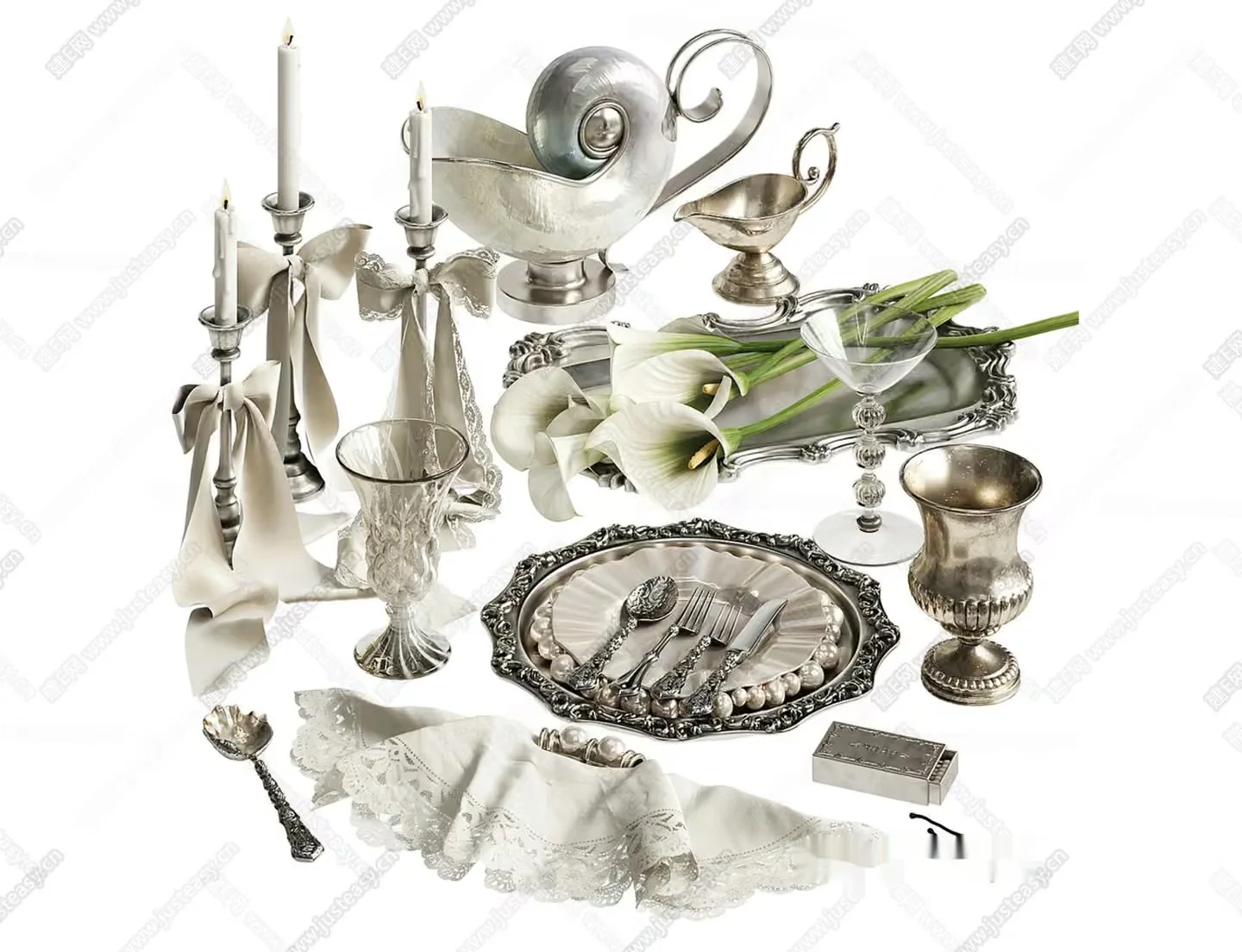 Silver Tableware 3D Model – 12833 – CORONA Render