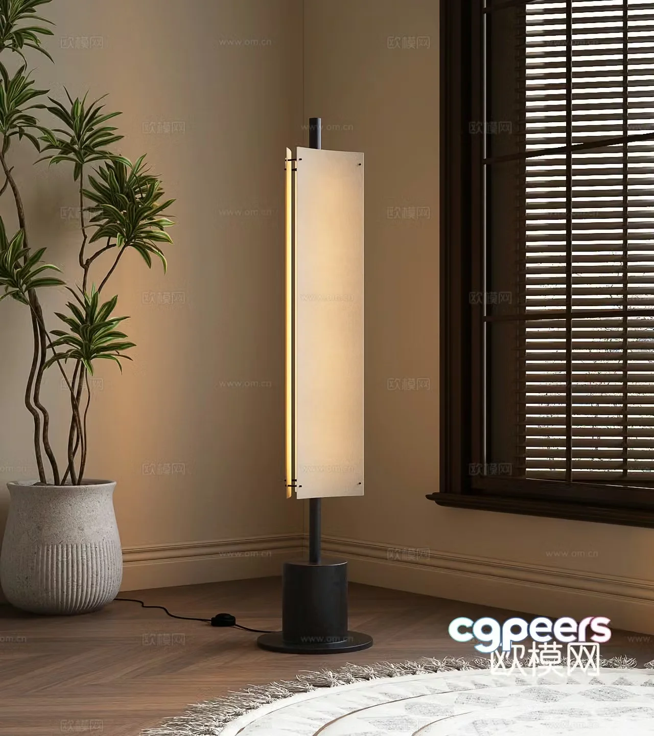Modern floor lamp Modern medieval style floor lamp Plants Window blinds 3d model