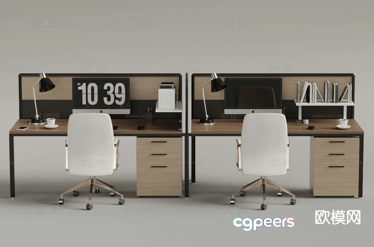 Modern office desk and chair staff desk 3d model