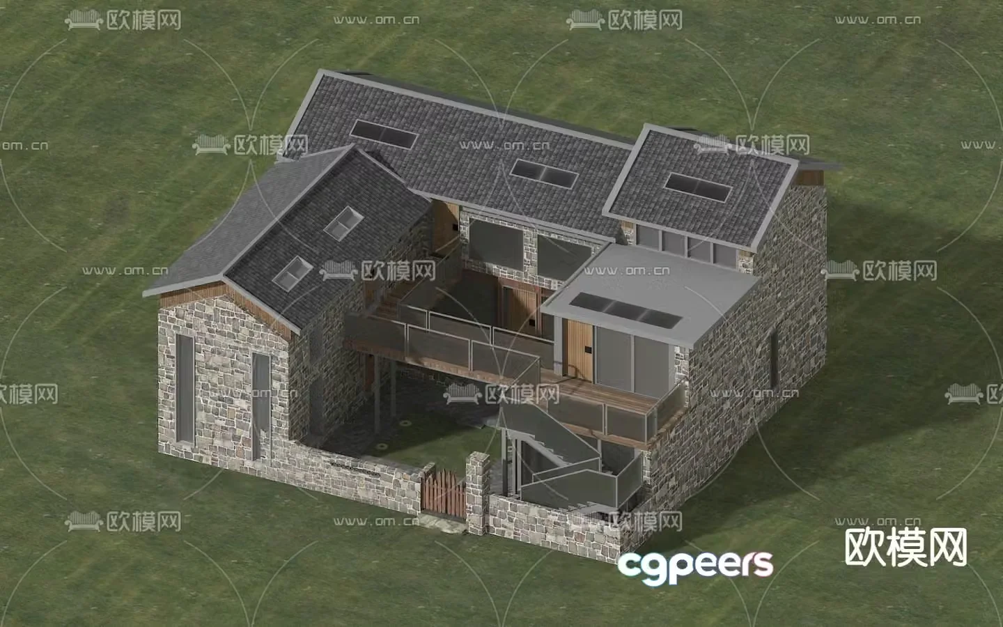 Chinese style B&B single building 3D model