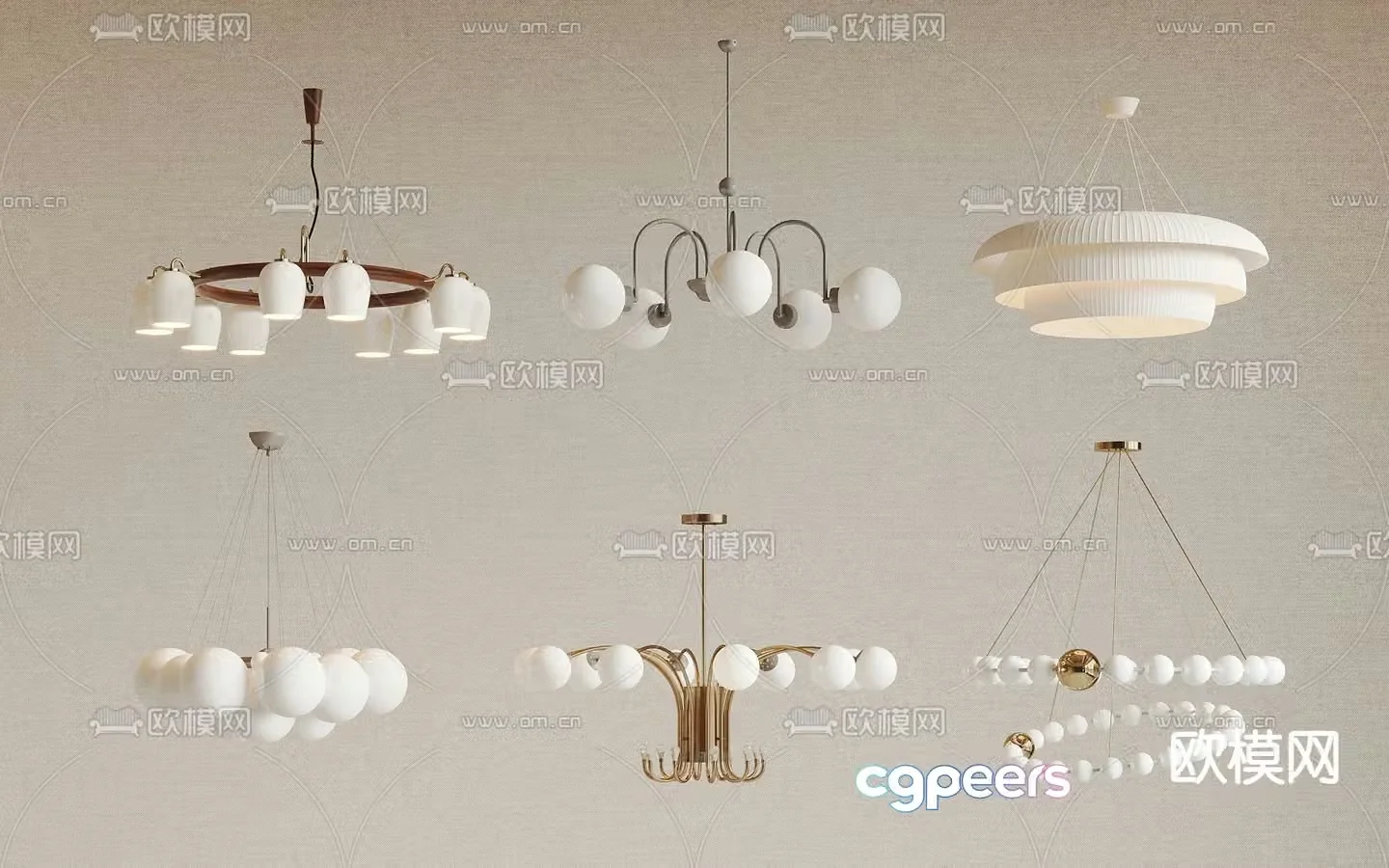 Cream style chandelier 3d model