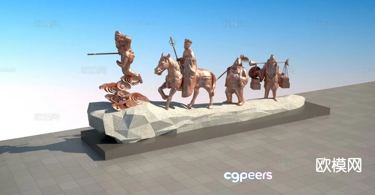 Journey to the West sculpture square sculpture 3D model