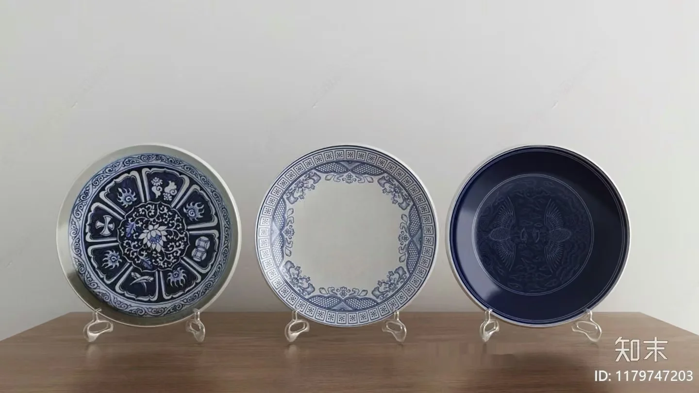 Three Decorative Plates 3D Model – 7513 – VRAY Render
