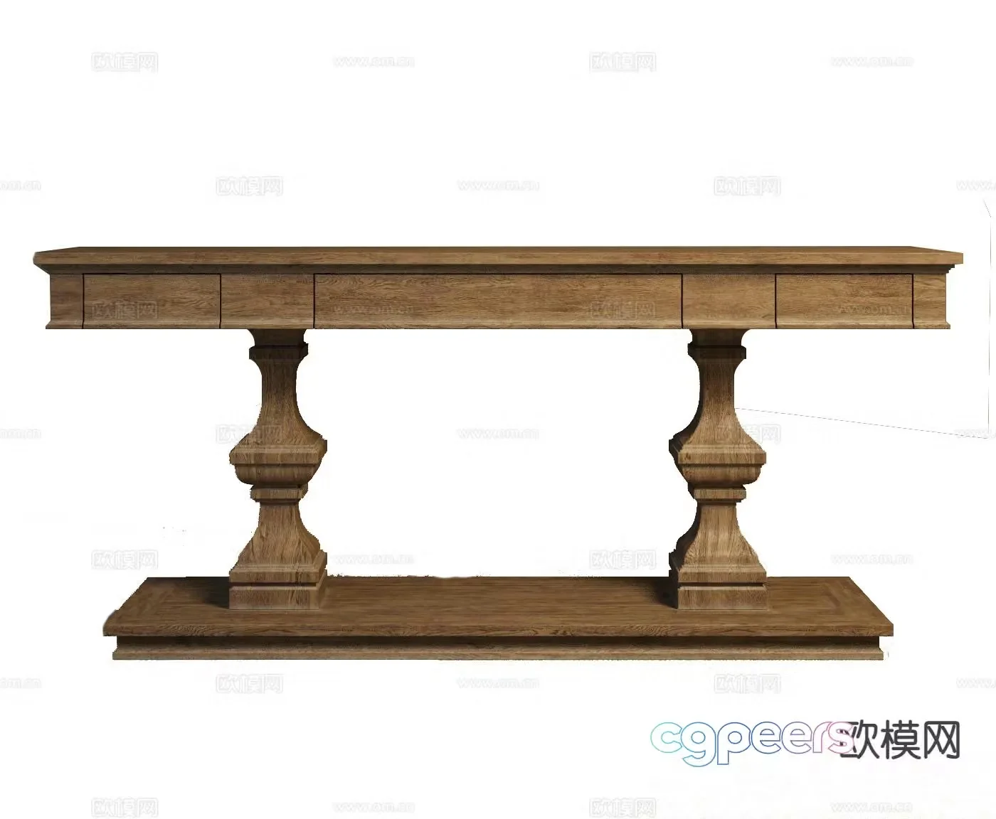 American style end view table 3D model