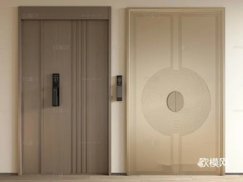 A Pair Of Doors With Digital Locks 3D Model – 12671 – VRAY Render