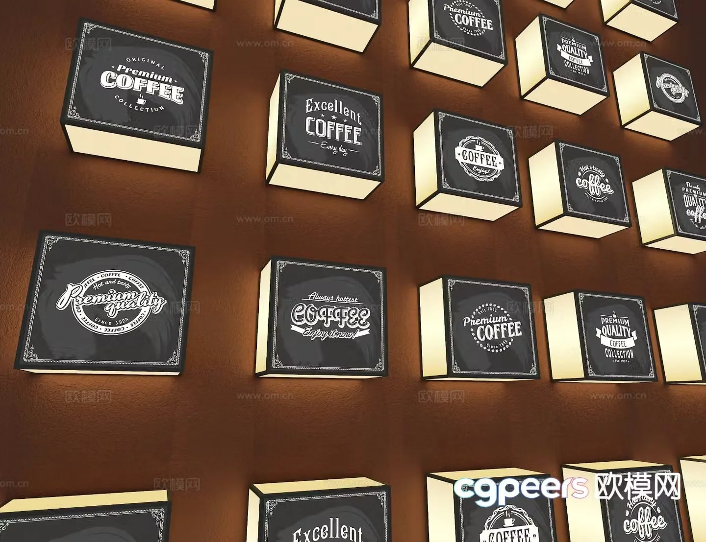 Coffee shop light box advertising light box decorative light 3d model