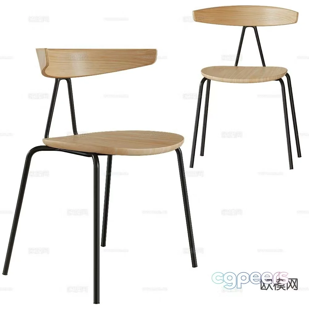 Verges Nordic Chair Dining Chair 3d model