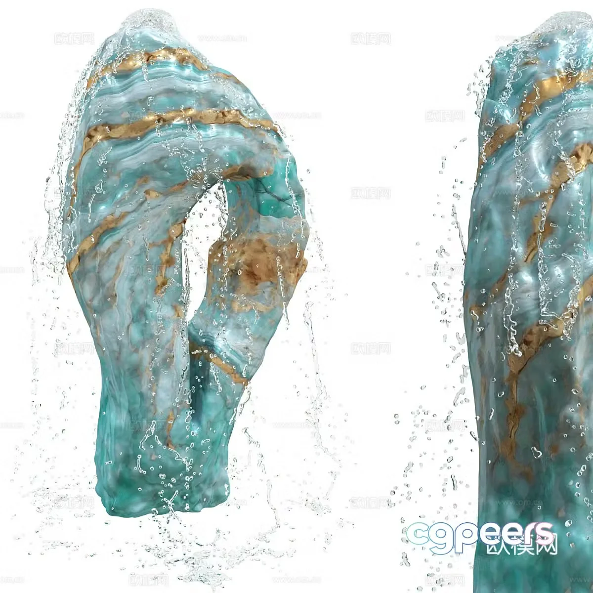 Modern Italian sapphire agate stone fountain sculpture 3d model