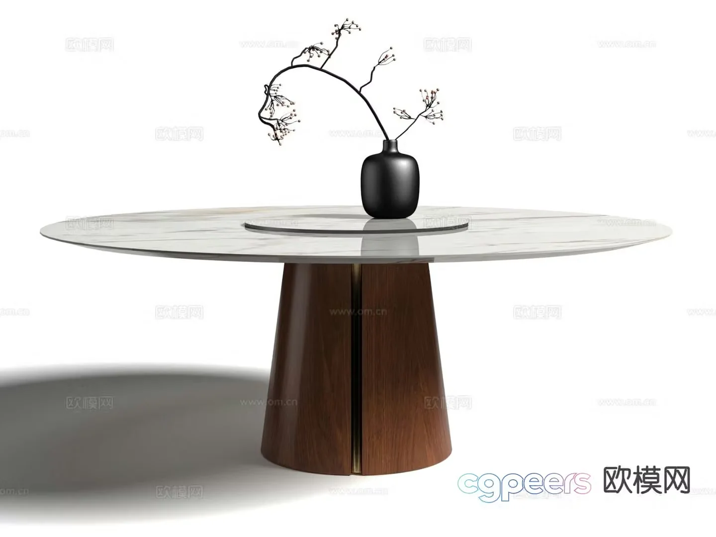 Modern slate dining table round dining table 3d model
