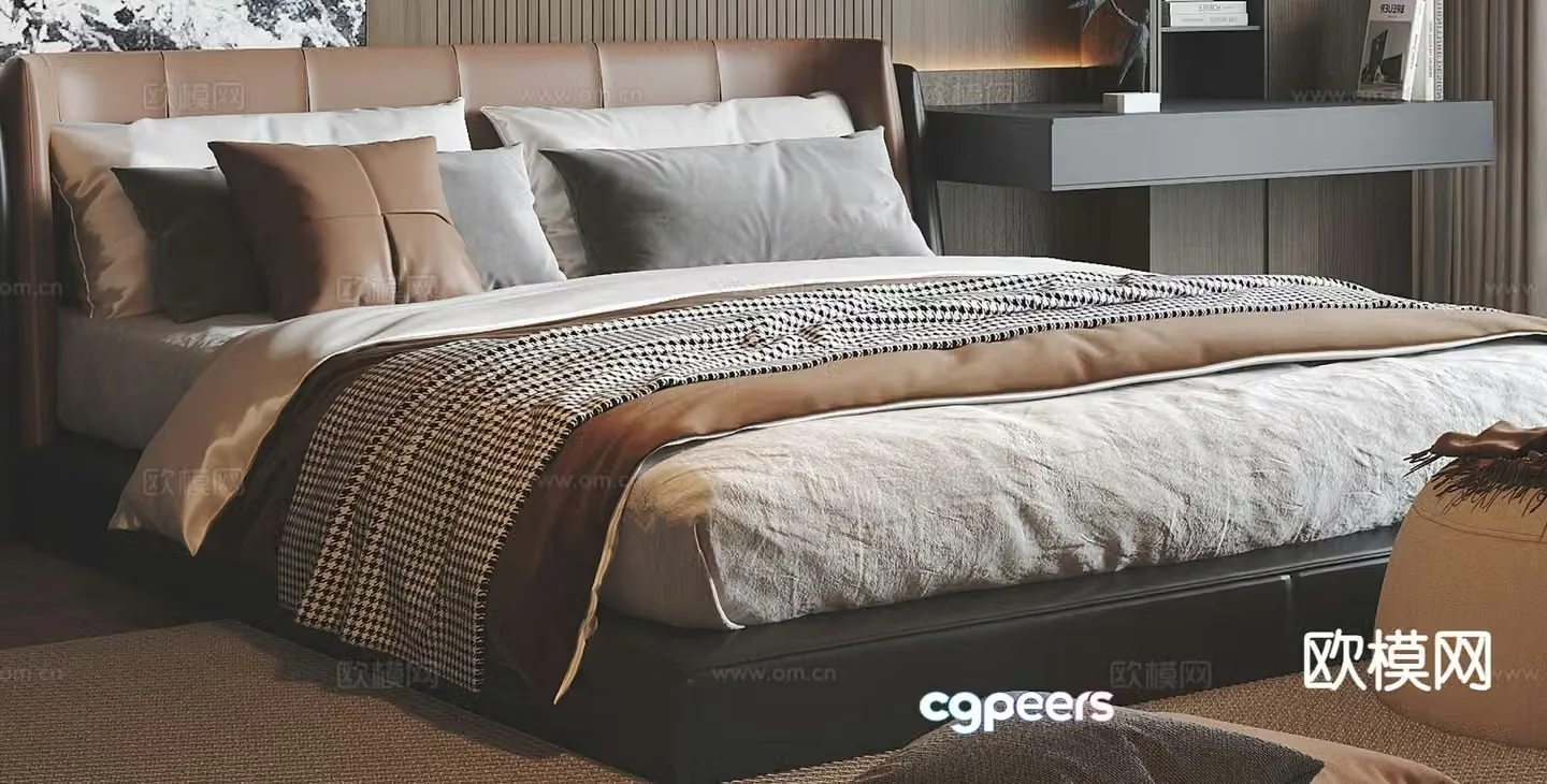 Italian double bed 3d model