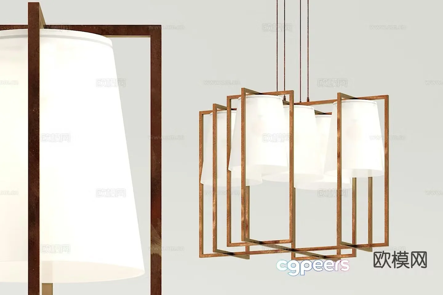 Modern metal chandelier 3d model