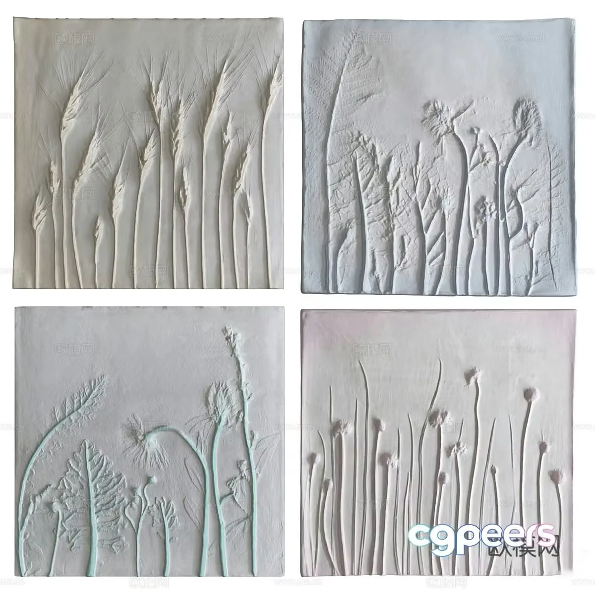 New Chinese-style plant bas-relief 3D model