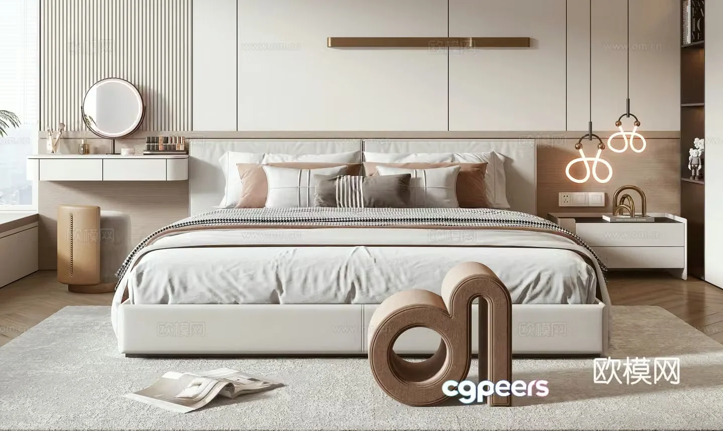 Minotti modern double bed 3d model