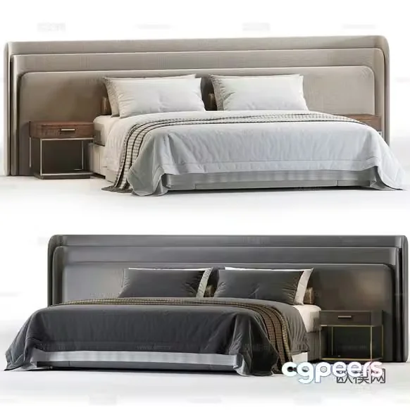Modern Gray Bed 3D Model – 8441 – CORONA Render