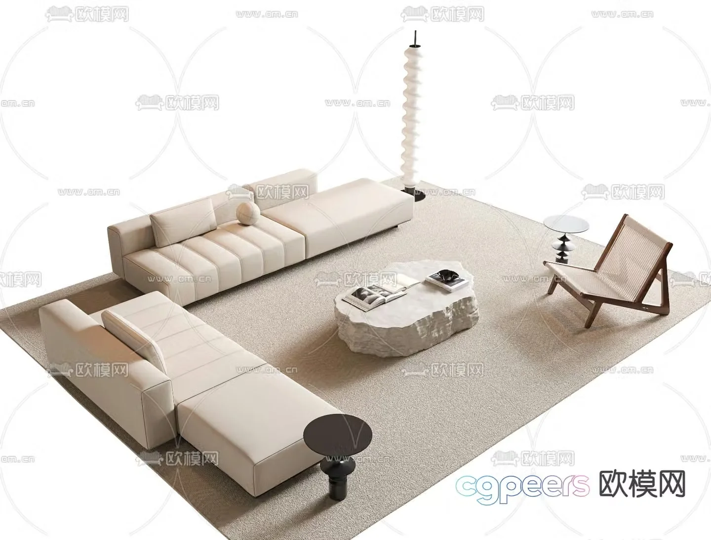 Cream style modular sofa 3d model