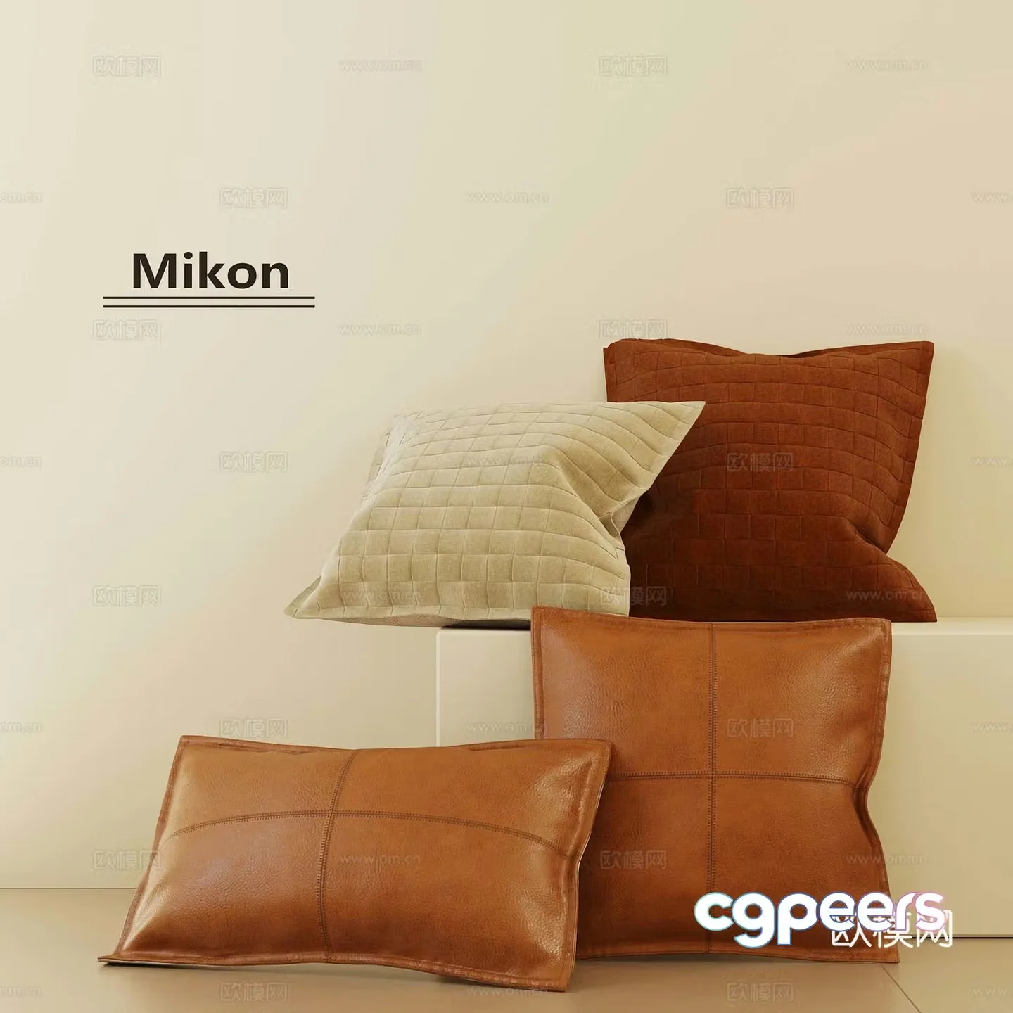 Modern pillow pillow leather pillow 3D model
