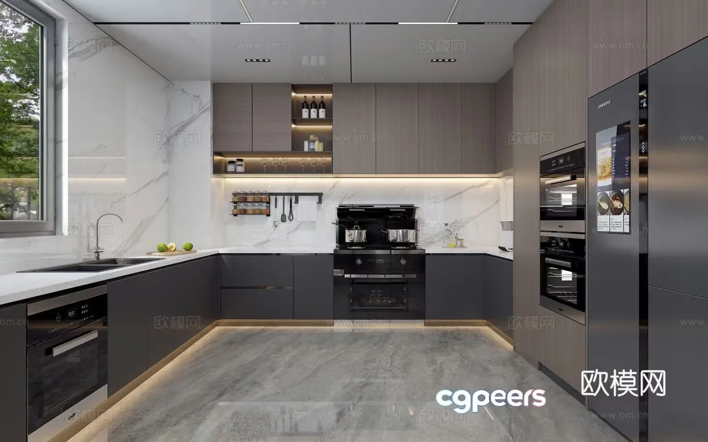 Modern Italian kitchen 3d model