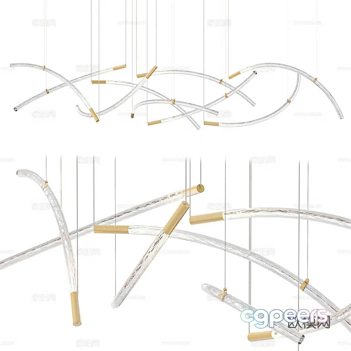 Modern light luxury Bomma Flare decorative chandelier 3d model