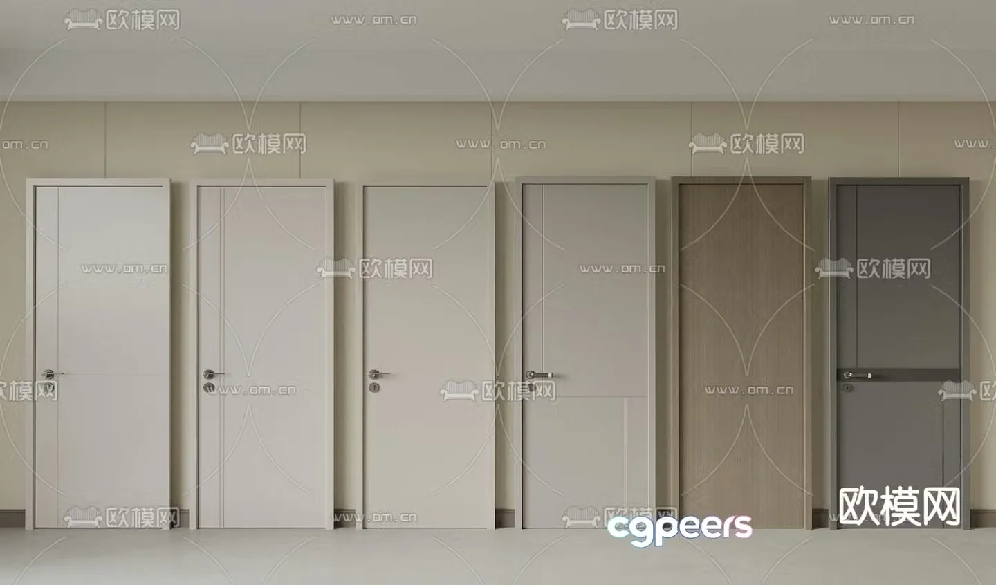 Modern bedroom door room door swing door 3d model