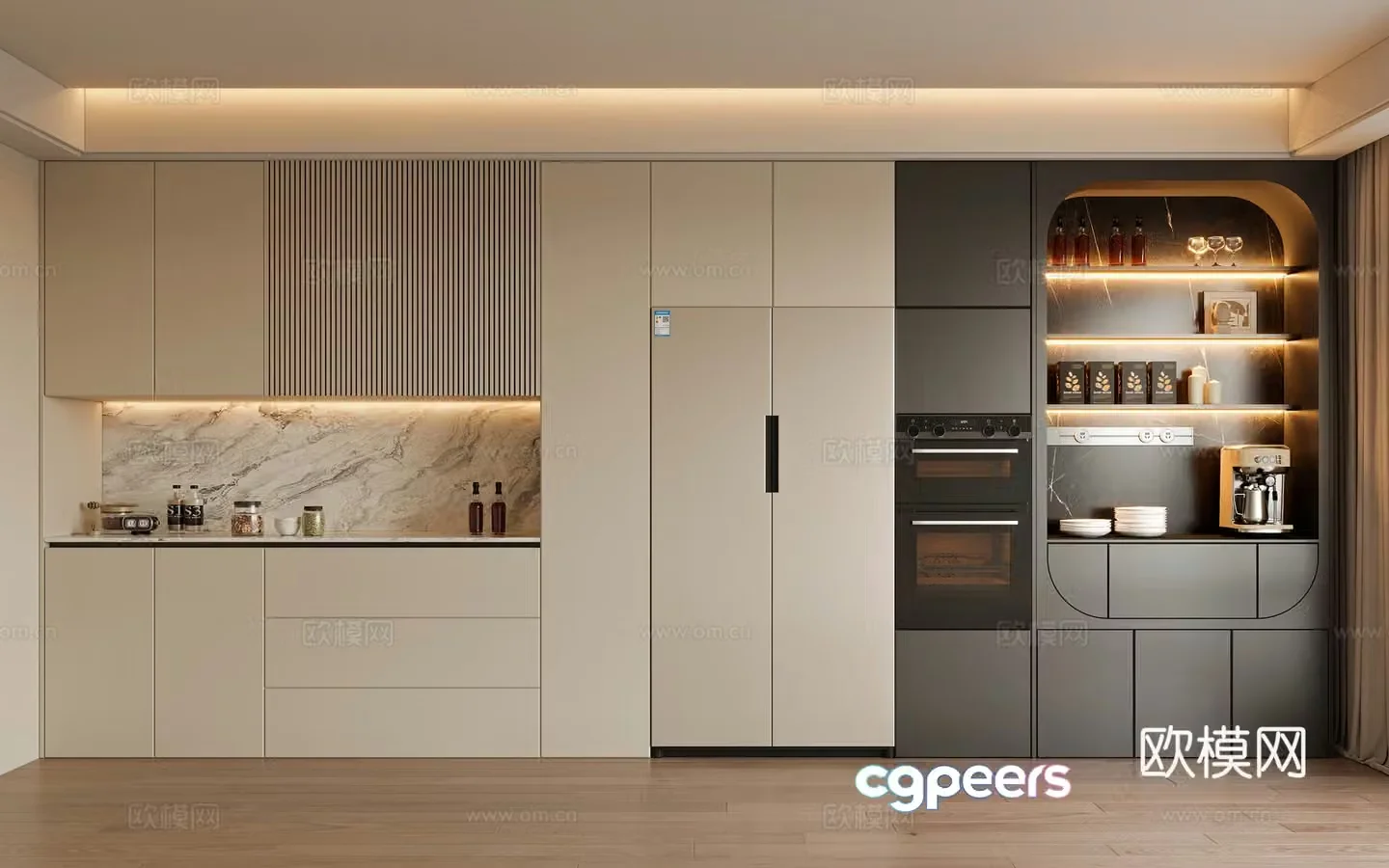 Modern sideboard refrigerator cabinet integrated cabinet 3d model