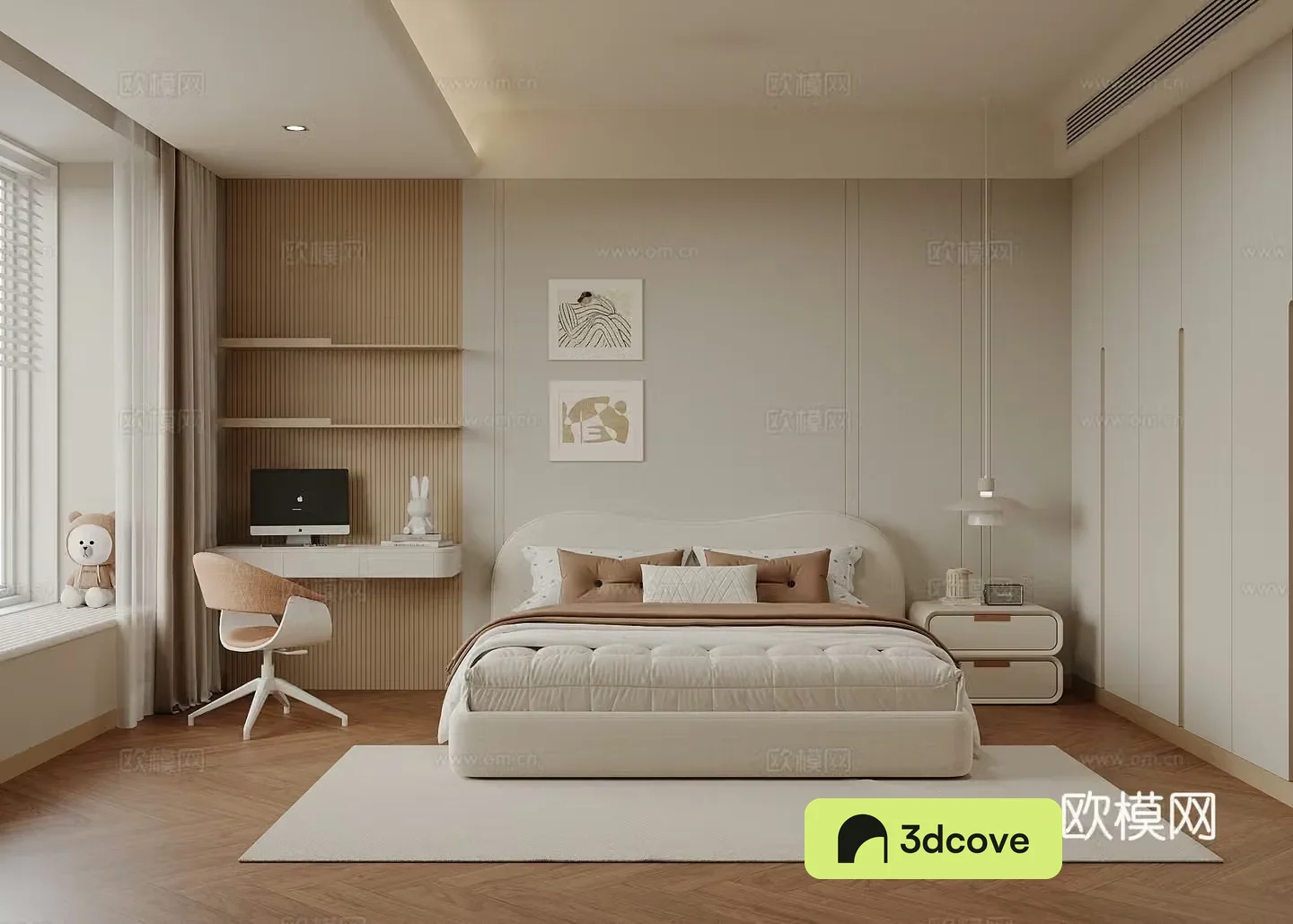 Modern bedroom Children’s room Double bed Desk