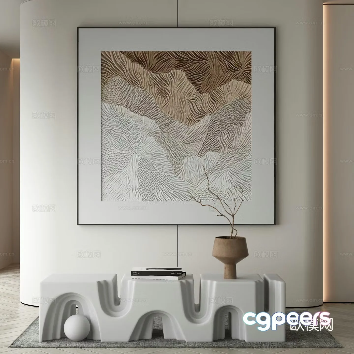 Modern texture painting decorative painting 3d model