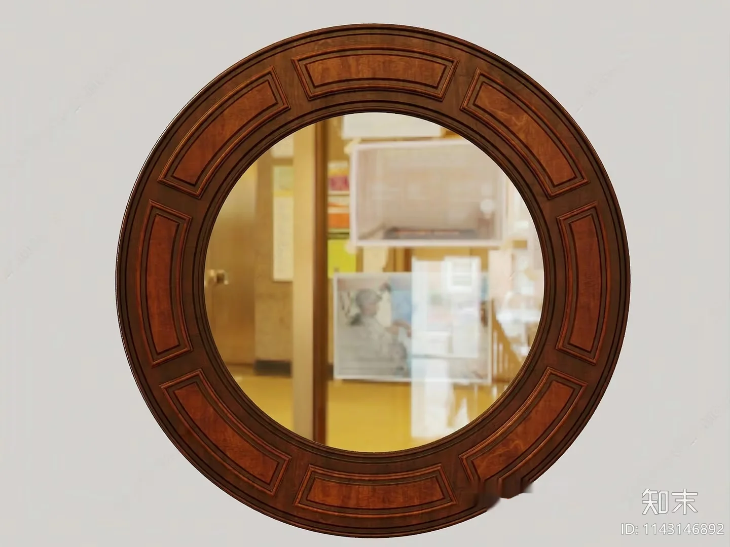 Round Wooden Mirror 3D Model – 5450 – VRAY Render
