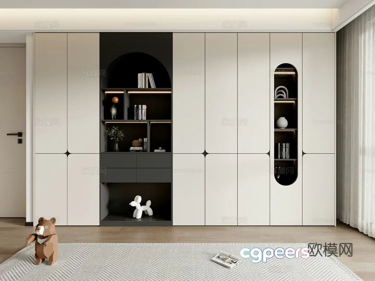 Modern bookcase entrance cabinet decorative cabinet storage cabinet study bookcase living room bookcase 3D model