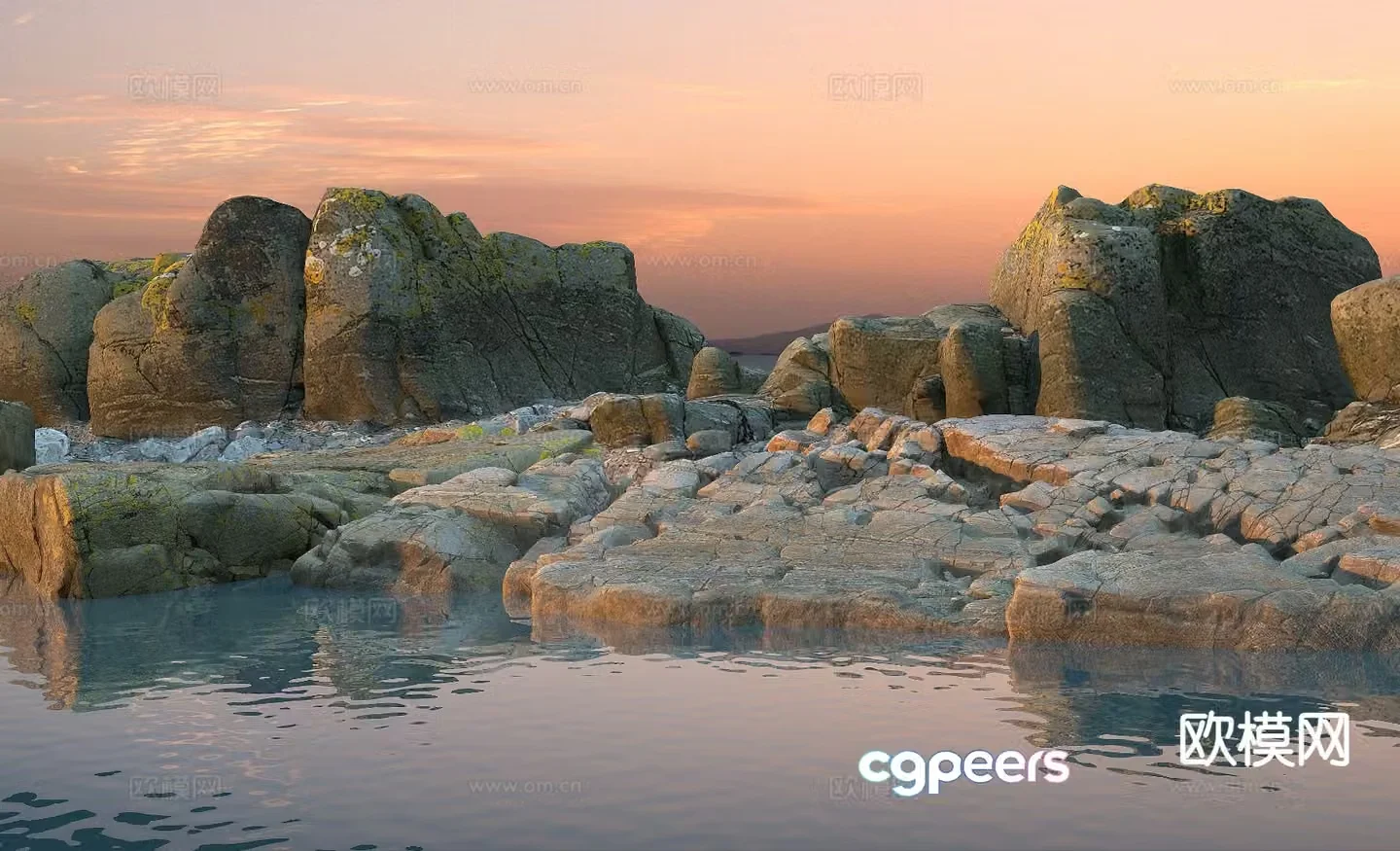 Stone seaside river beach mountain 3d model