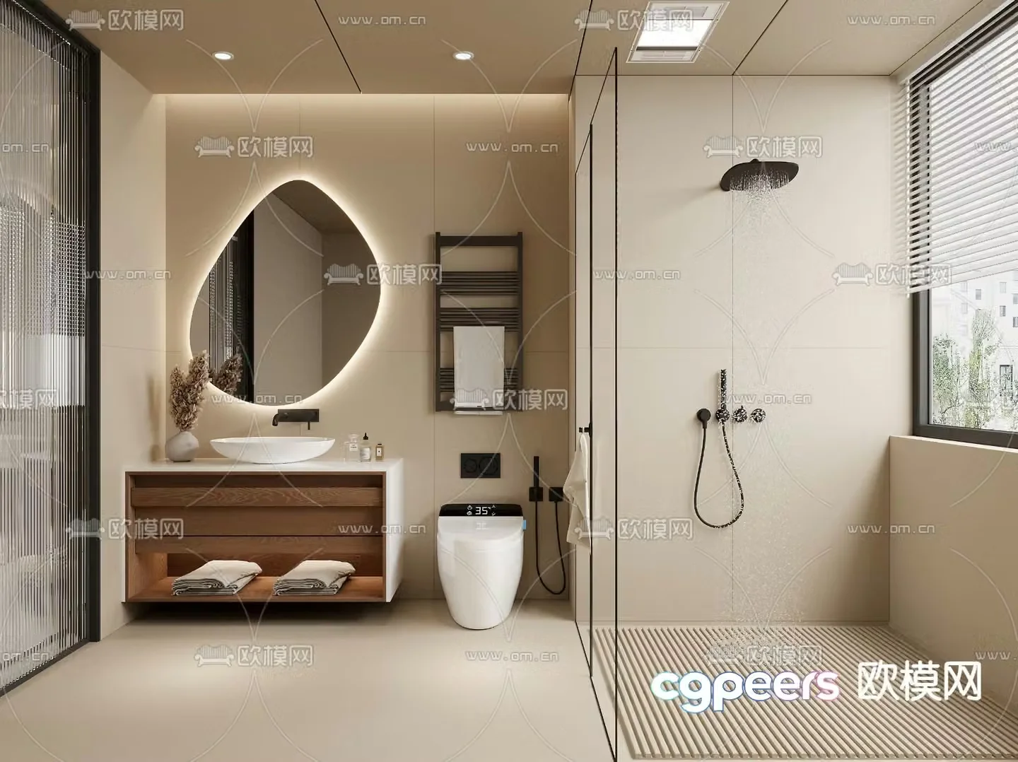 Middle style bathroom toilet toilet 3d model