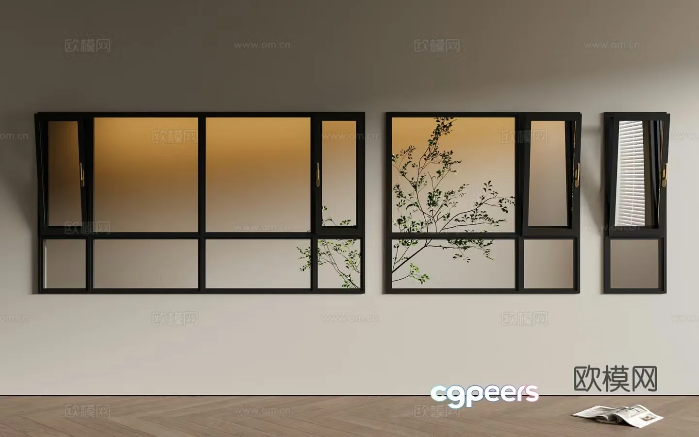 Modern window casement window aluminum alloy window 3d model