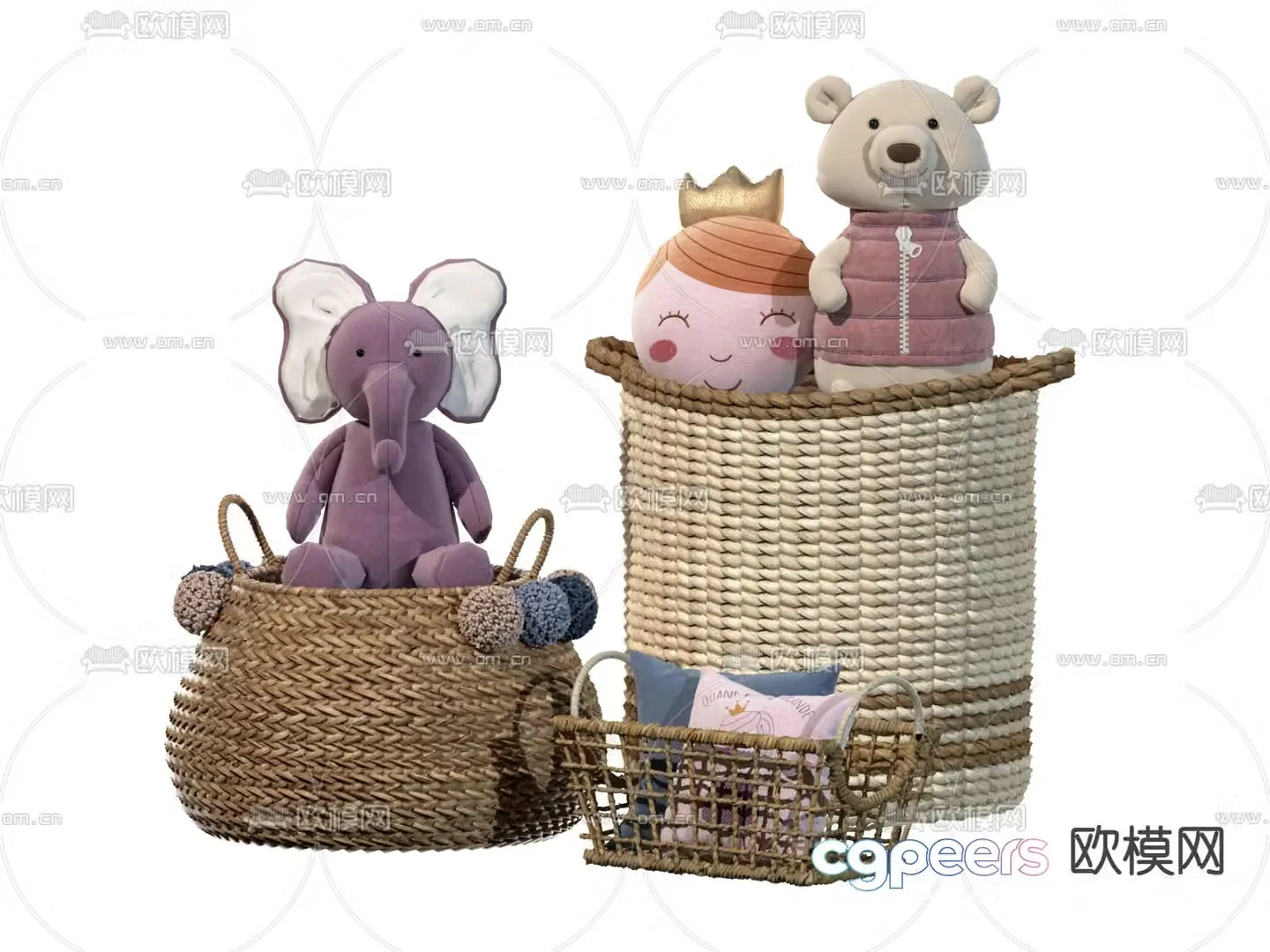 Modern toy puppet storage basket 3D model