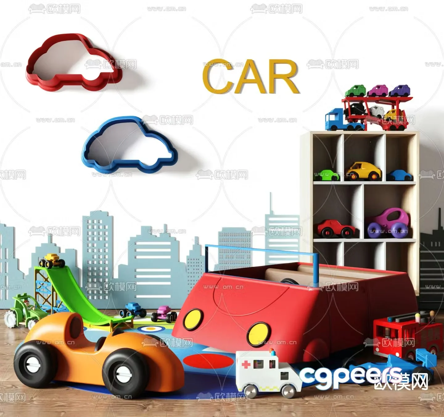 Children’s puzzle area cartoon car toy car 3d model