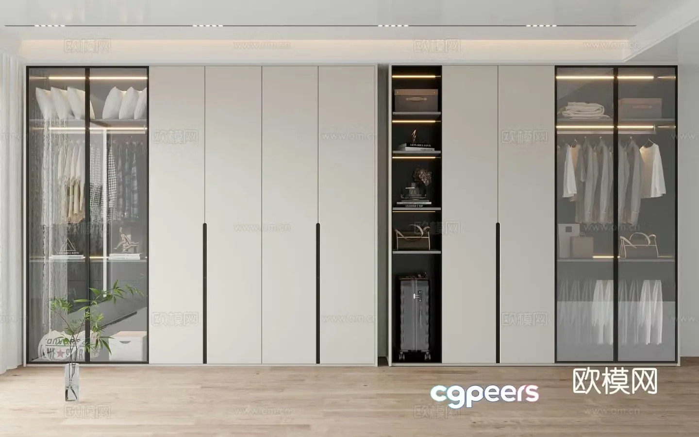 Modern wardrobe glass wardrobe 3d model