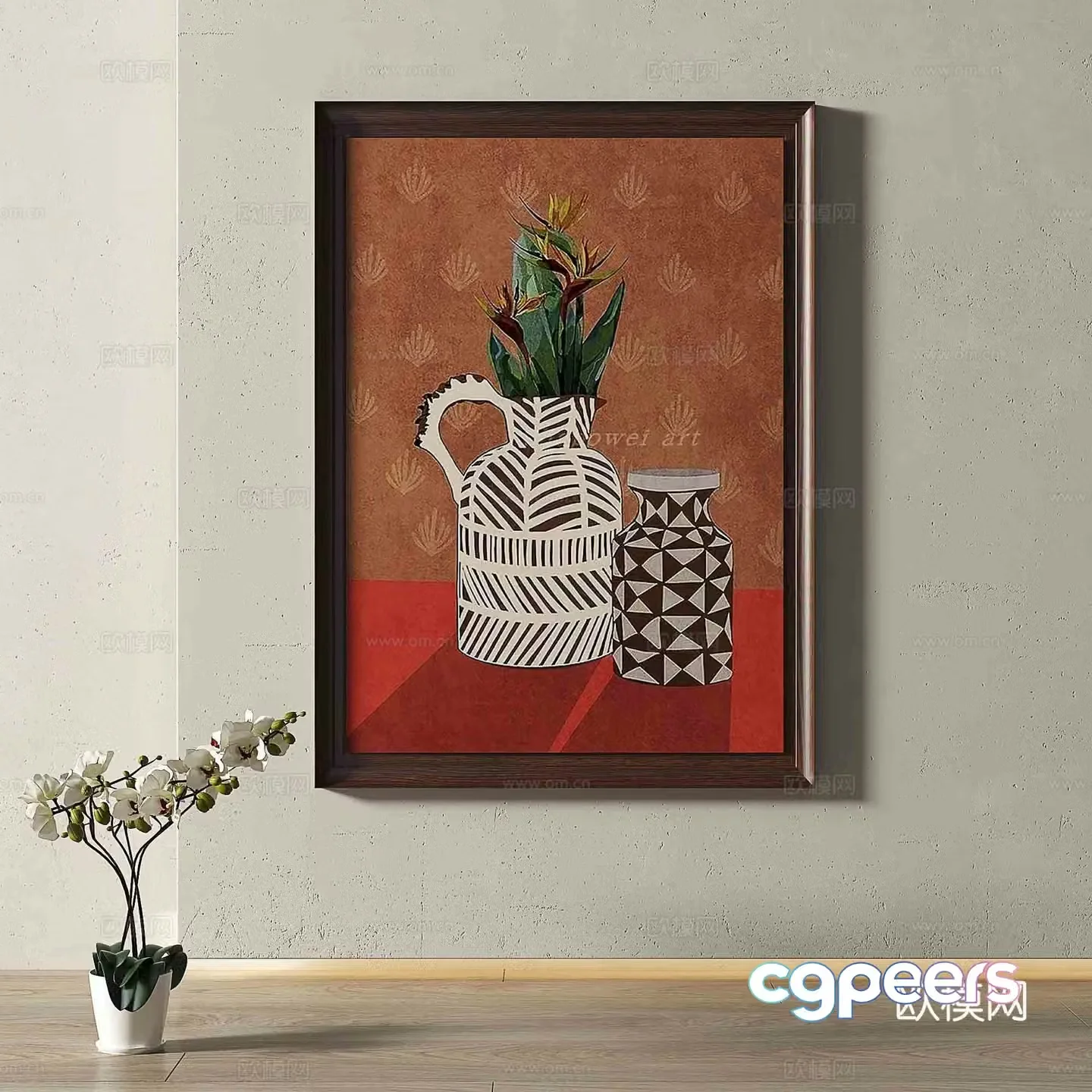 Wabi Vintage Hanging Painting Decorative Painting 3D Model
