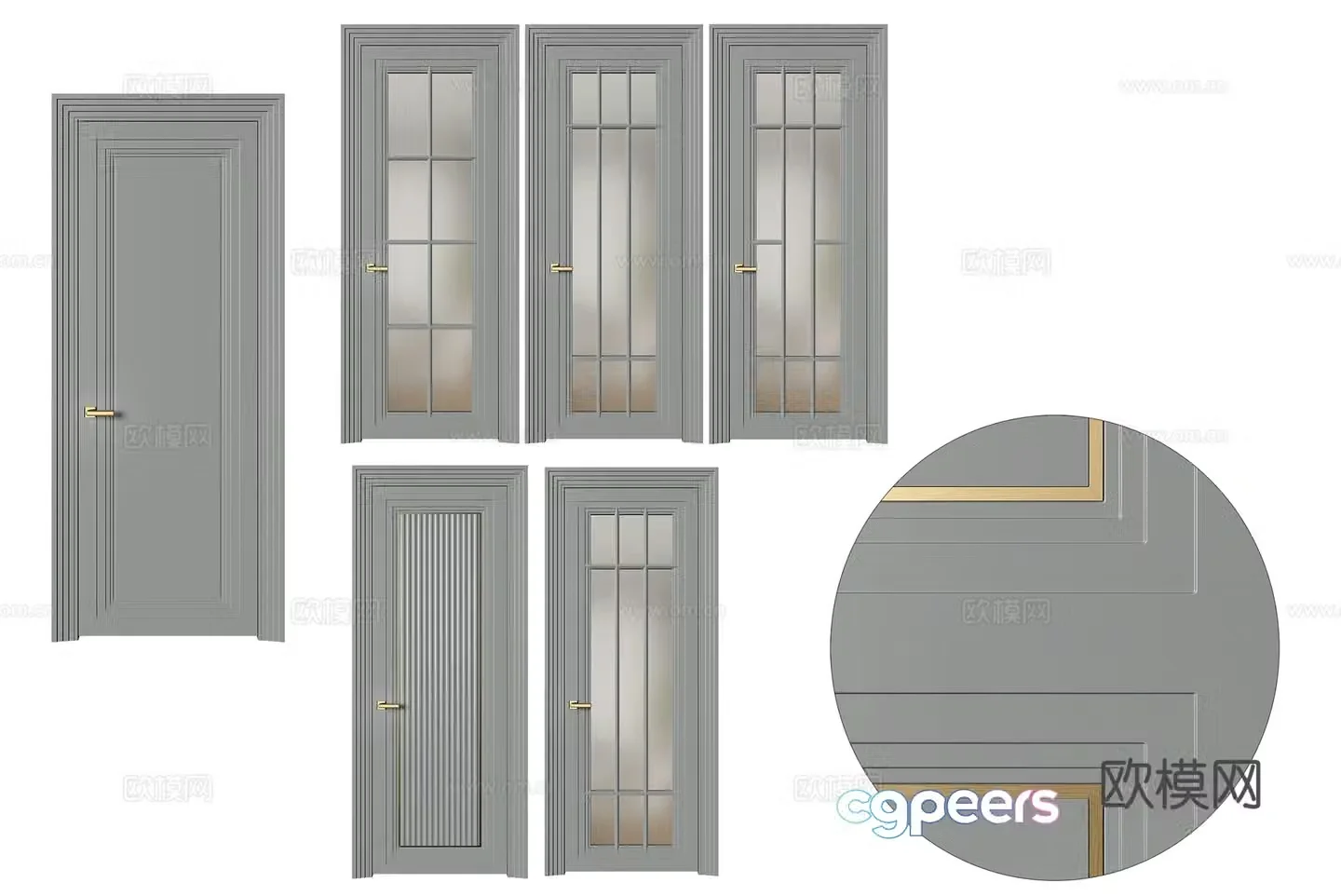 Modern minimalist room door Door Simple door Bedroom door 3d model