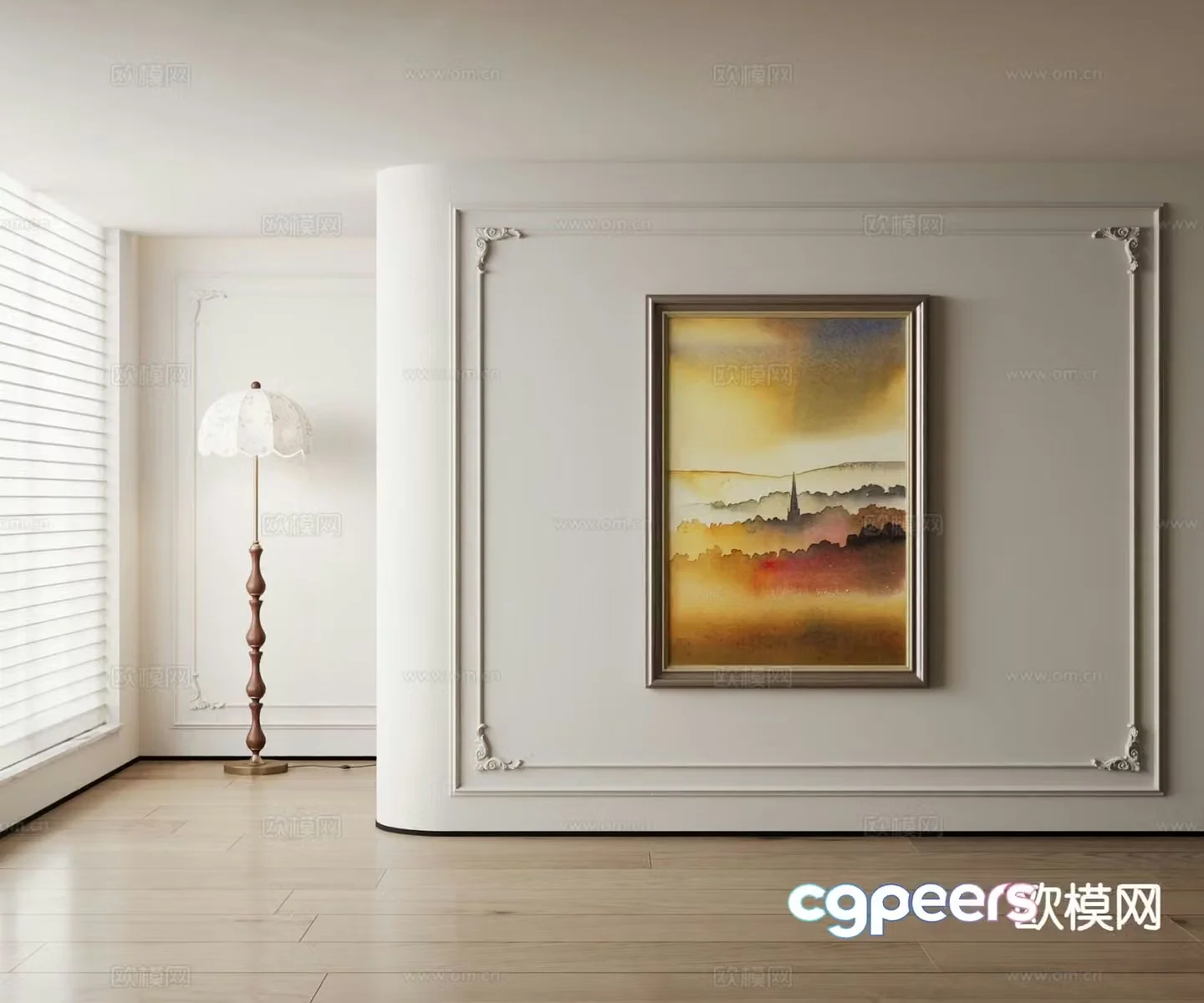 American decorative painting gradient color hanging painting 3d model