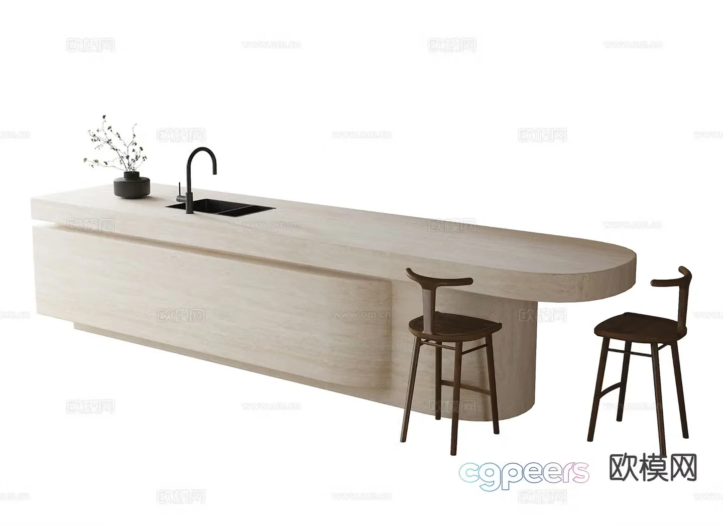 Modern water bar bar counter bar chair 3d model