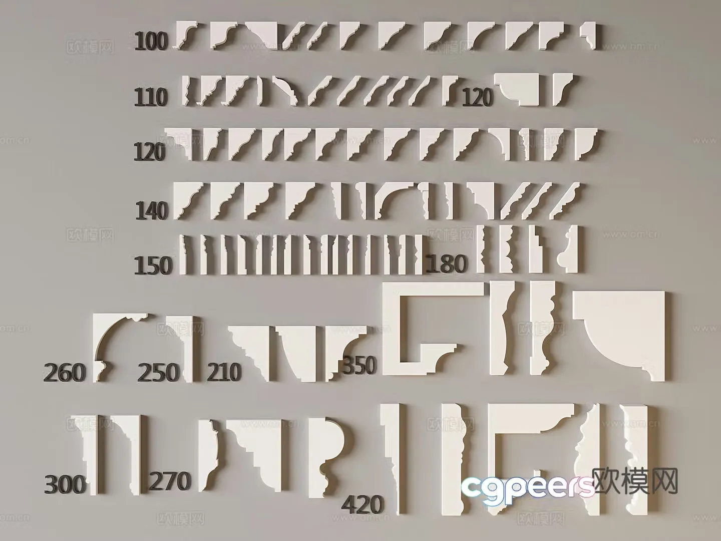 French lines gypsum lines ceiling corner cornice lines top corner 3d model